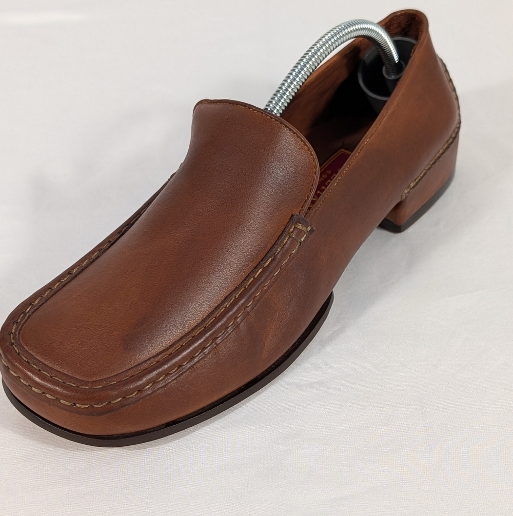 New Cole Haan Country Men's Rich Brown Leather Slip-On Summer Loafers Size 9B